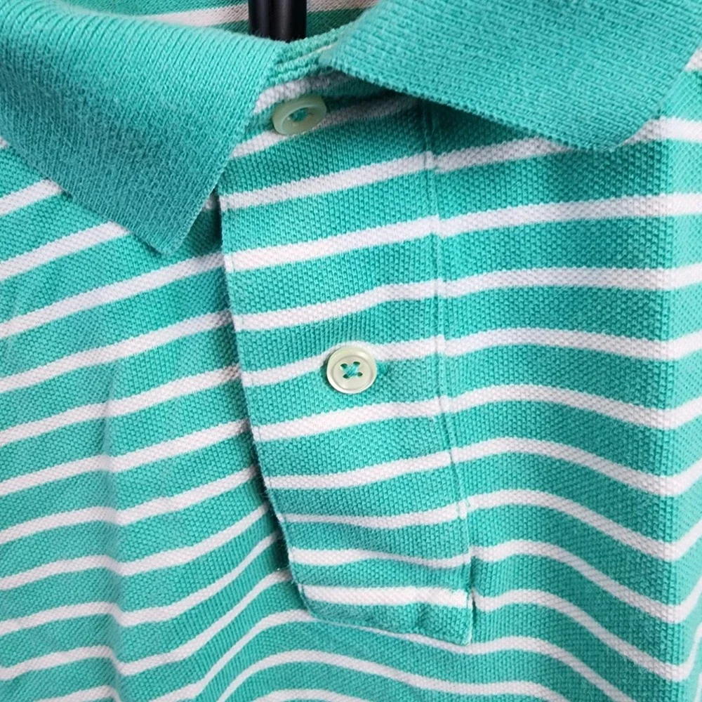 Polo Ralph Lauren Shirt Mens XXL Teal‎ And White Stripes